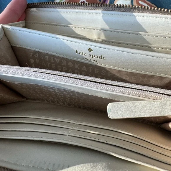 Kate Spade Tan Clutch Wallet with Red and Purple Stripe - Picture 5 of 6